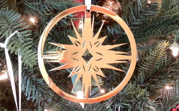 Star of Bethlehem Christmas Tree Ornament, 24K Gold Plate