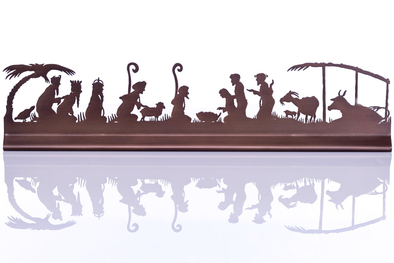 Modern Christmas Mantel Nativity, Oil Rubbed Bronze