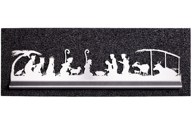 Modern Christmas Mantel Nativity, Brushed Stainless Steel