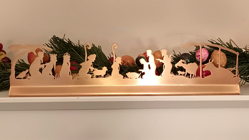 Modern Christmas Mantel Nativity, 24K Brushed Gold