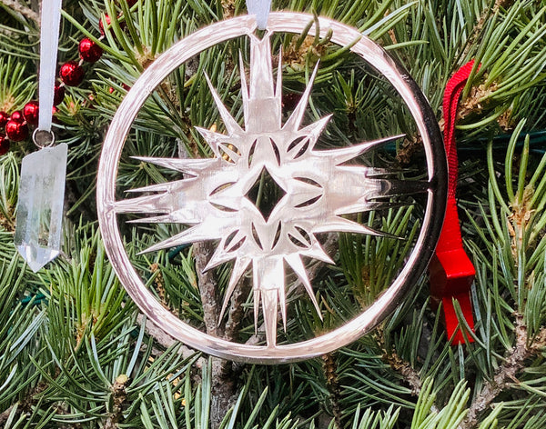 Star of Bethlehem Christmas Tree Ornament, Polished Nickel