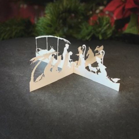 24 Modern Nativity Christmas Cards / 3-D Paper Nativity Scenes