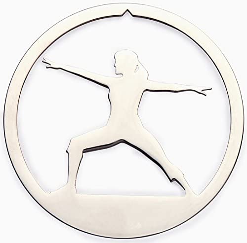 Yoga Warrior Pose Christmas Ornament, Polished Nickel