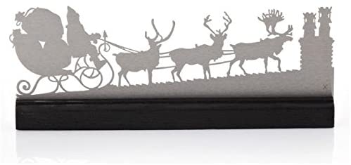 Victorian Style Santa Mantel Christmas Scene, Brushed Steel