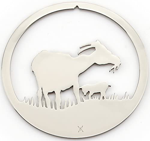 Goat with Kid Nativity Ornament, Polished Nickel