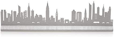 Manhattan New York City Skyline, Brushed Steel
