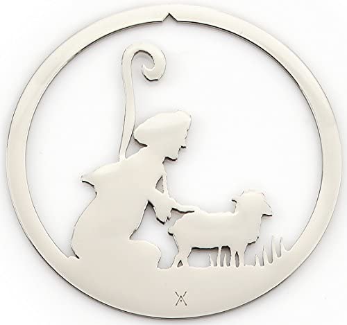 Shepherd with Lamb Nativity Ornament, Polished Nickel