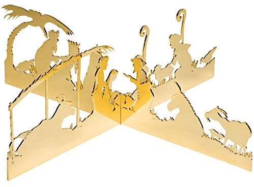 Modern Silhouette Nativity Tabletop or Centerpiece, 24K Gold Plate