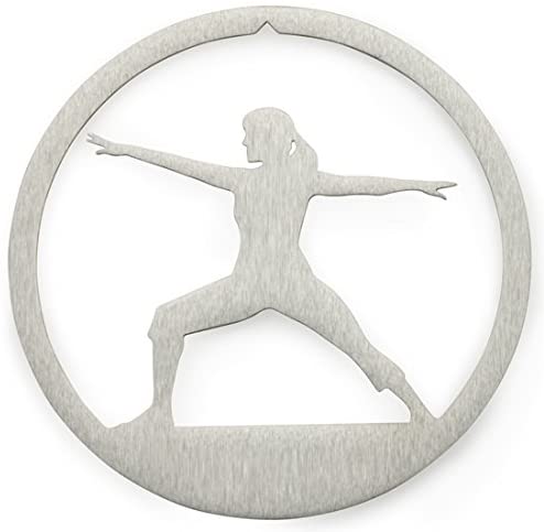 Yoga Warrior Pose Christmas Ornament, Brushed Steel