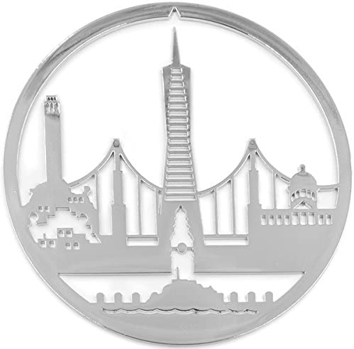 San Francisco Skyline Christmas Ornament, Polished Nickel