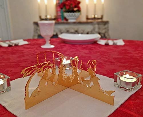 Modern Silhouette Nativity Tabletop or Centerpiece, 24K Gold Plate