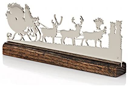 Victorian Style Santa Mantel Christmas Scene, Polished Nickel