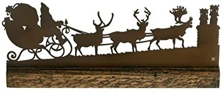 Victorian Style Santa Mantel Christmas Scene, Oiled Bronze