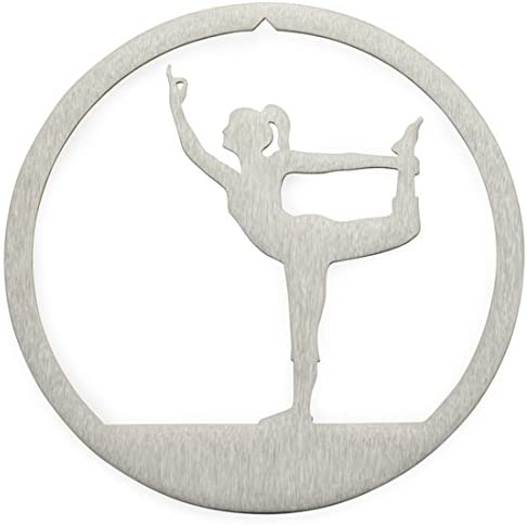 Yoga Circle Pose Christmas Ornament, Brushed Steel