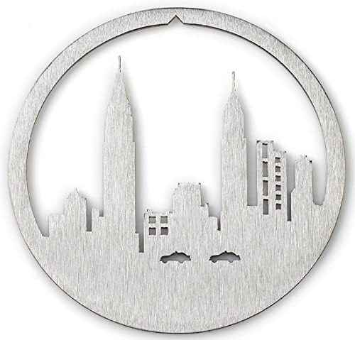 Chrysler and Empire State Buildings Christmas Ornament in New York City, Brushed Steel