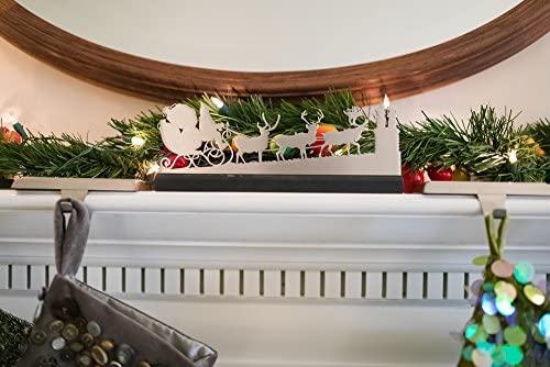 Victorian Style Santa Mantel Christmas Scene, Brushed Steel