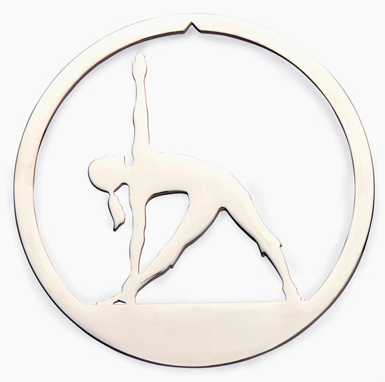 Yoga Triangle Pose Christmas Ornament, Polished Nickel