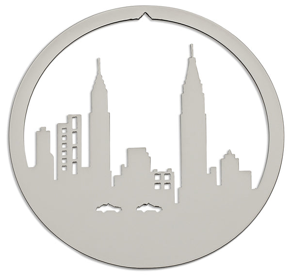 Chrysler and Empire State Buildings Christmas Ornament in New York City, Polished Nickel