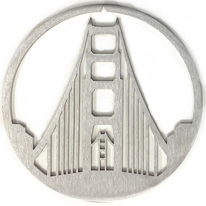 Golden Gate Bridge Christmas Ornament, Brushed Steel