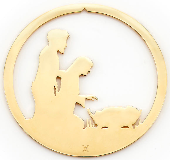 Holy Family Nativity Christmas Ornament, 24K Gold Plate