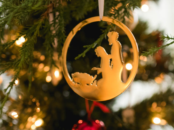 Holy Family Nativity Christmas Ornament, 24K Gold Plate